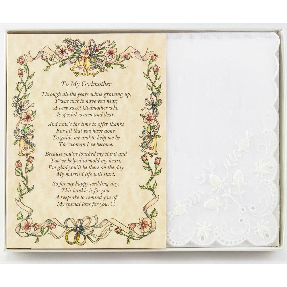 Personalized From the Bride to her Godmother Wedding Handkerchief - Wedding Collectibles