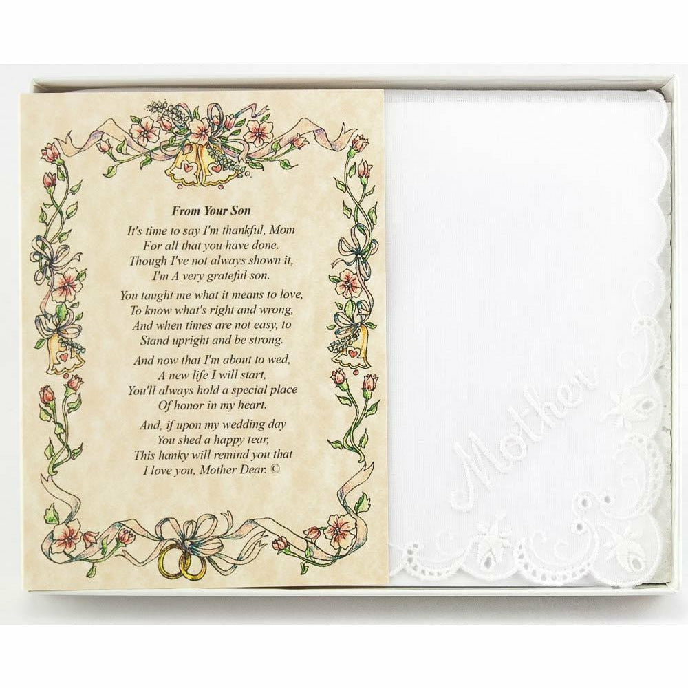 Personalized From the Groom to his Mother Wedding Handkerchief - Wedding Collectibles