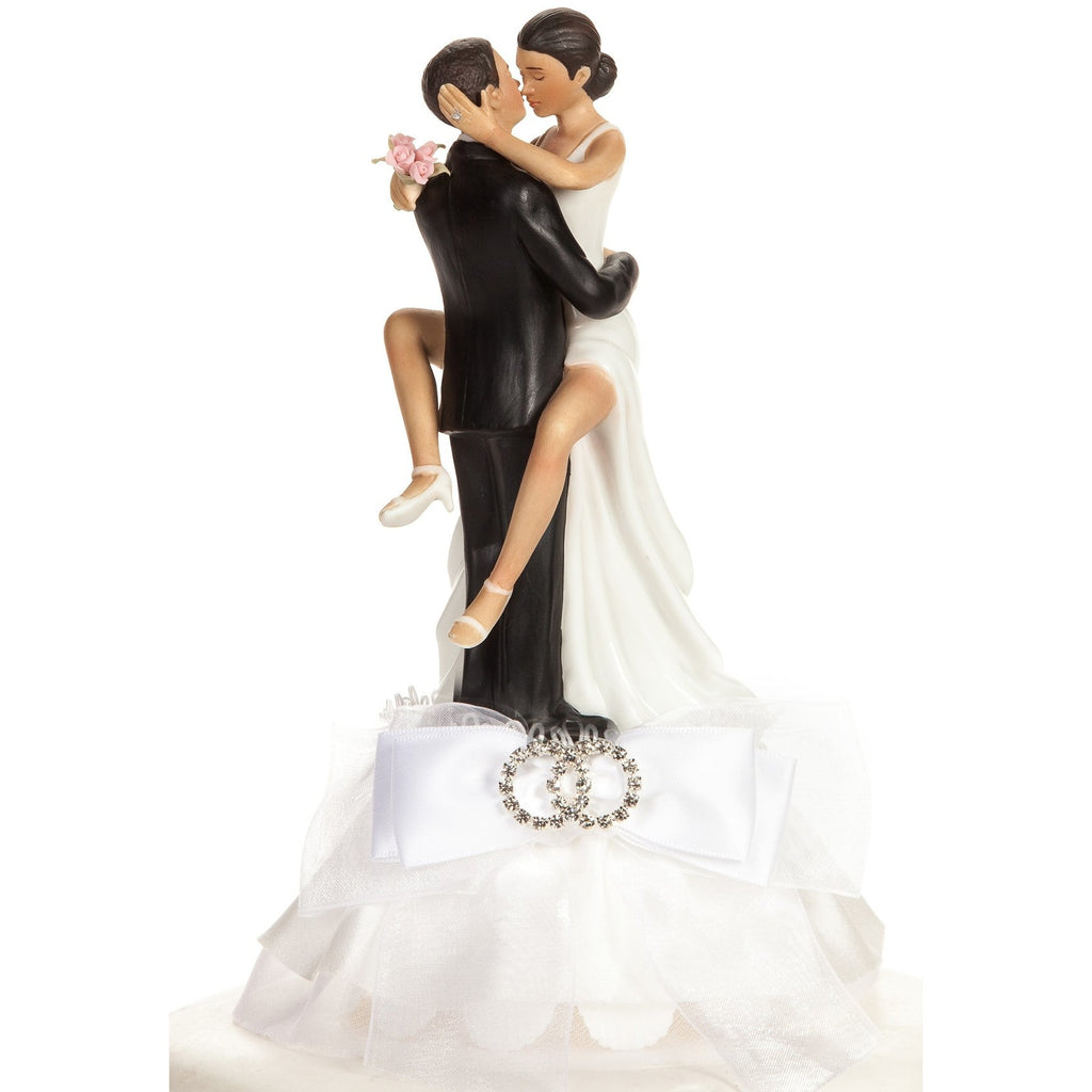 Funny Sexy Rhinestone African American Wedding Rings Cake Topper - Wedding Collectibles