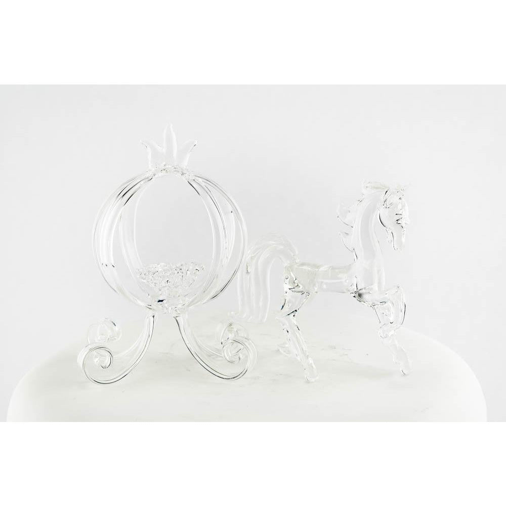 Glass Cinderella Pumpkin Coach Cake Topper With Horse - Wedding Collectibles