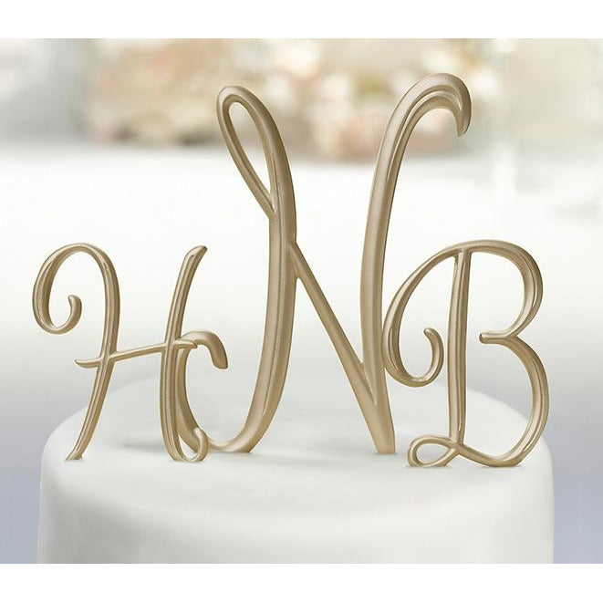 Gold Script Monogram Cake Topper - Wedding Collectibles