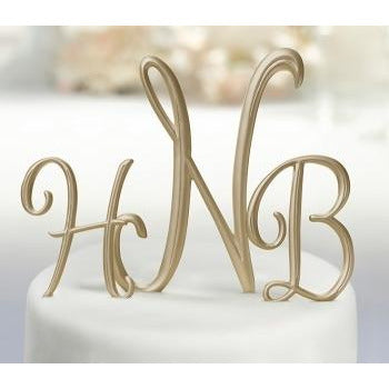 Gold Script Monogram Cake Topper - Wedding Collectibles