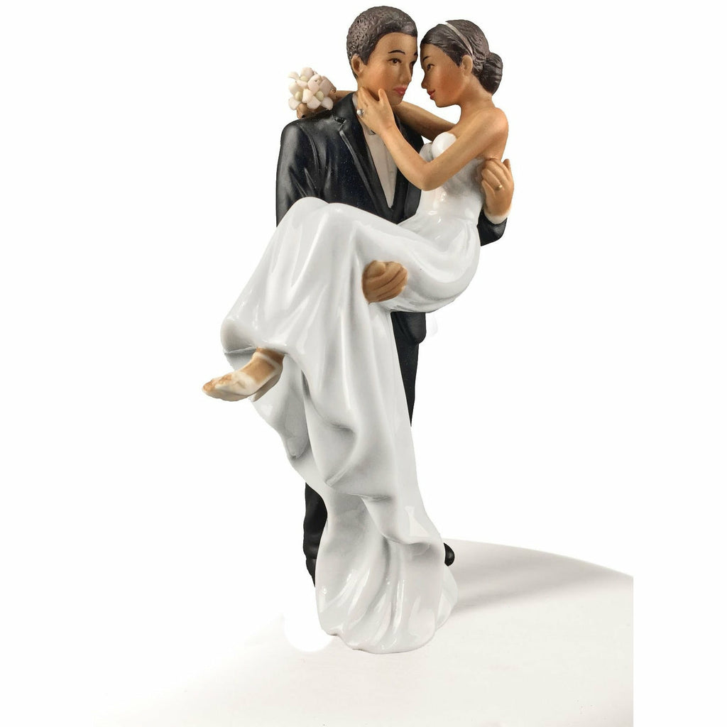 African American Groom Holding Bride Traditional Cake Topper Figurine - Wedding Collectibles