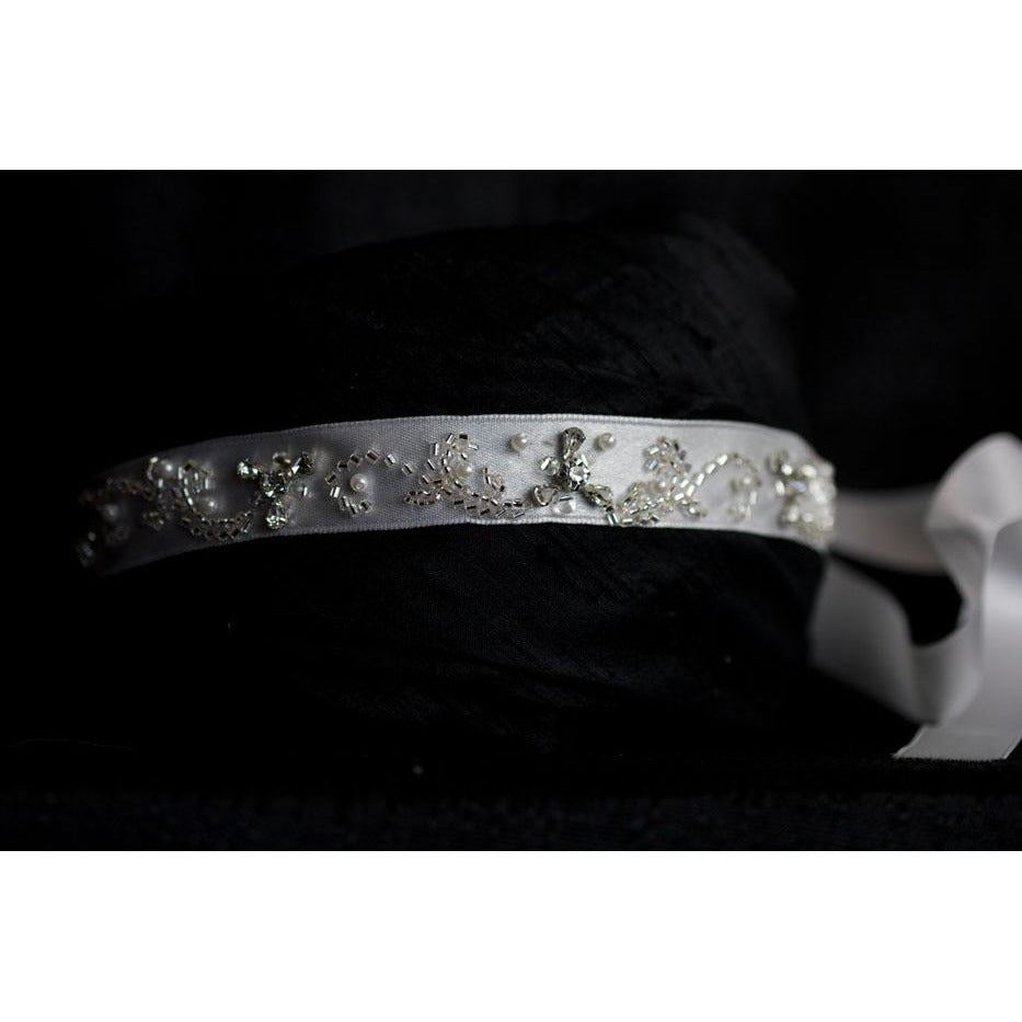 Hand Beaded Ribbon Headband - Wedding Collectibles