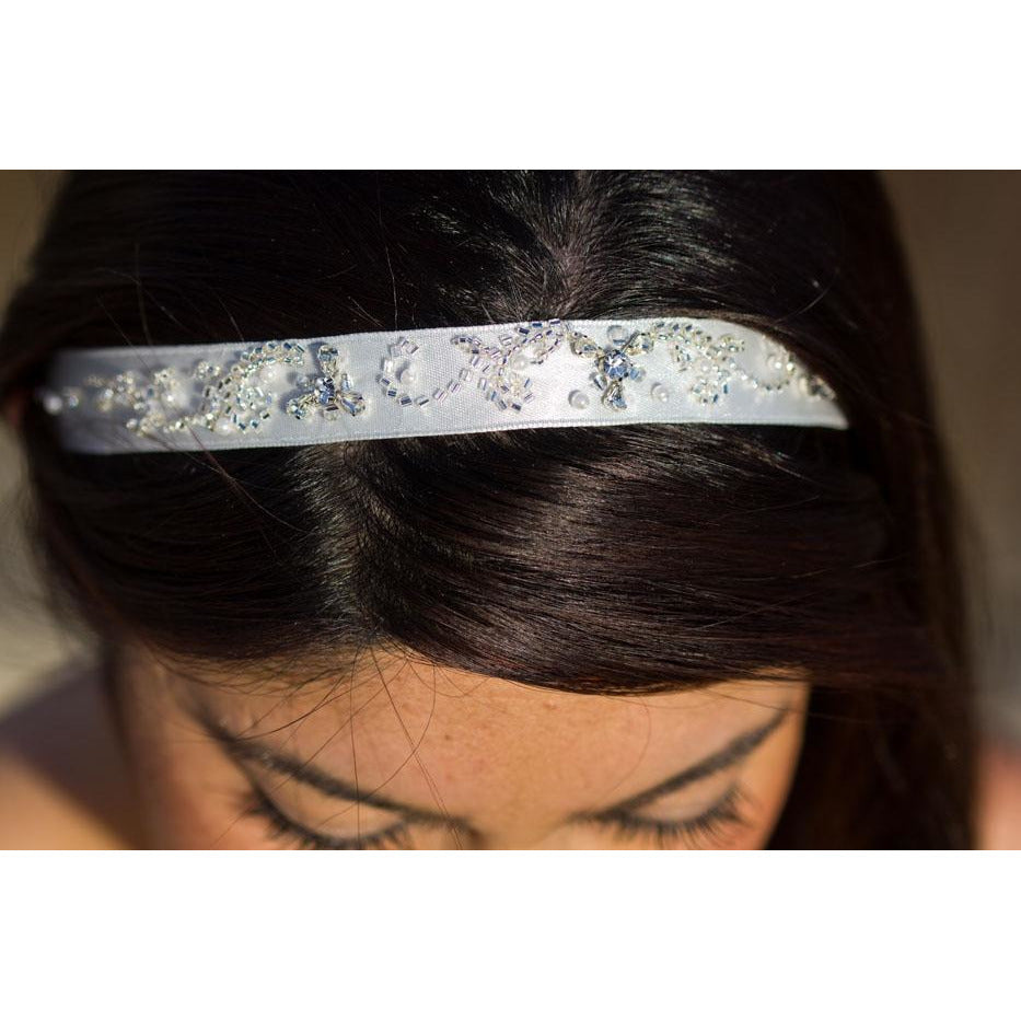 Hand Beaded Ribbon Headband - Wedding Collectibles