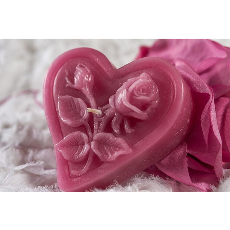 Heart Candle with Rose Detail - Wedding Collectibles
