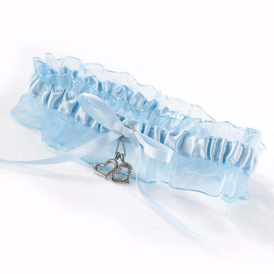 Heart Charms Blue Garter - Wedding Collectibles Heart Charms Blue Garter - Wedding Collectibles
