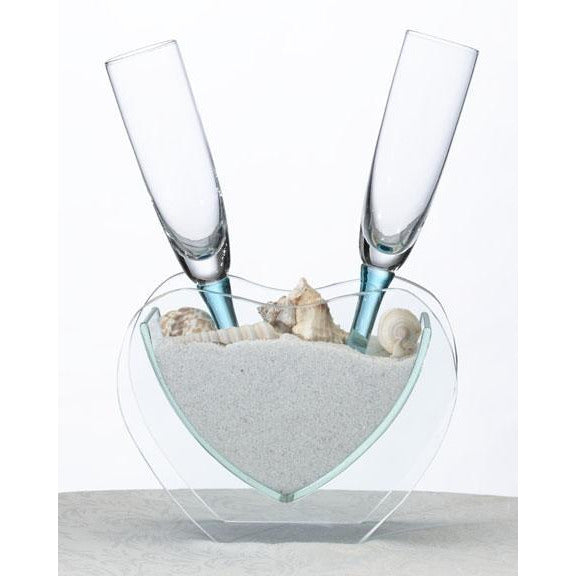 Heart Vase with Toasting Glasses - Wedding Collectibles