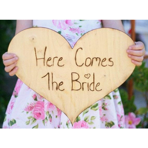 Here Comes The Bride Sign Rustic Country Flower Girl or Ring Bearer Sign - Wedding Collectibles