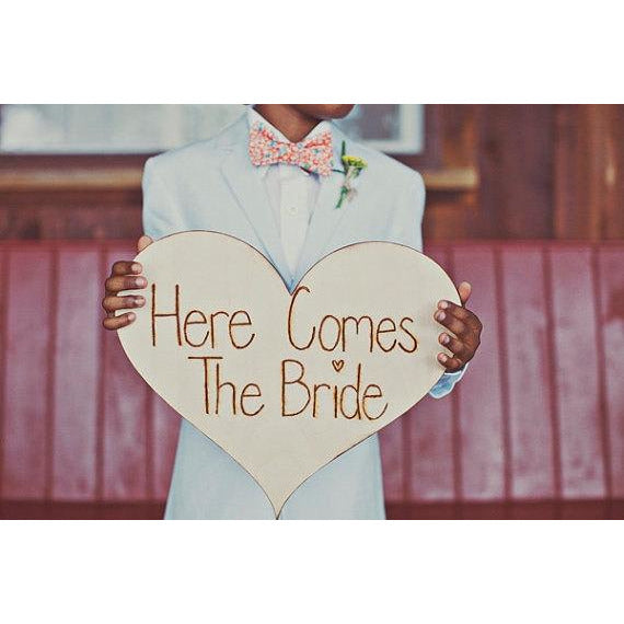 Here Comes The Bride Sign Rustic Country Flower Girl or Ring Bearer Sign - Wedding Collectibles