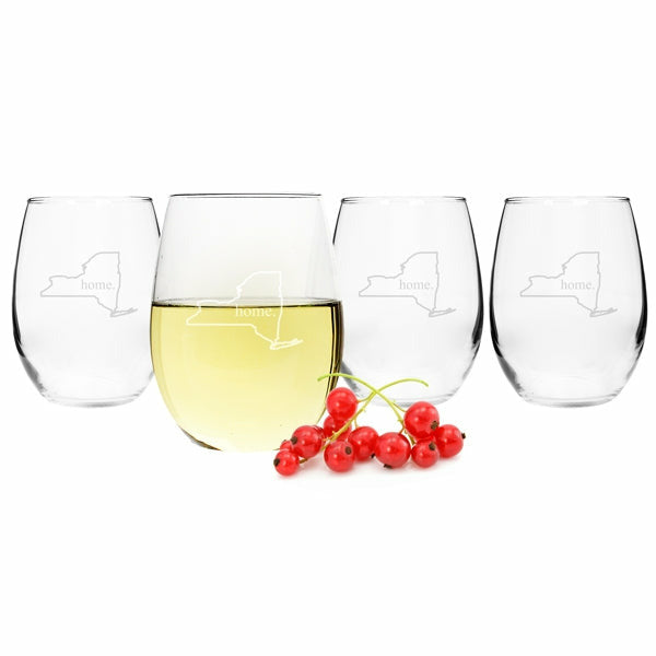 Home State Stemless Wine Glasses (Set of 4) - Wedding Collectibles