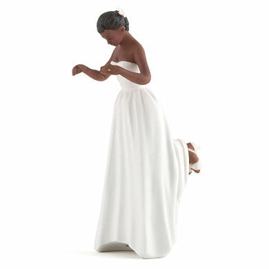 African American Bride and Bald Groom Wedding Cake Topper - Wedding Collectibles