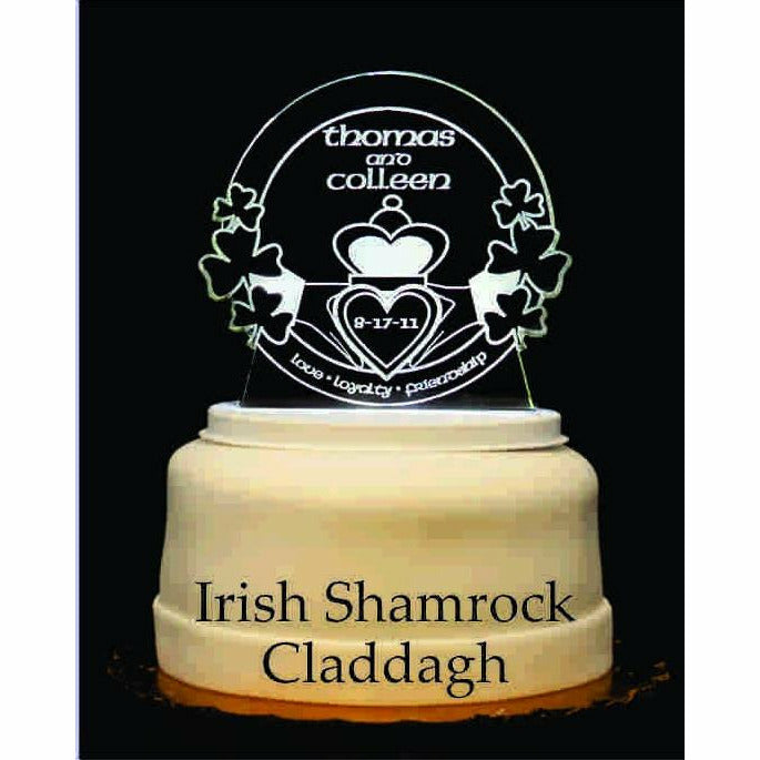 Irish Shamrock Claddagh Light-Up Wedding Cake Topper - Wedding Collectibles