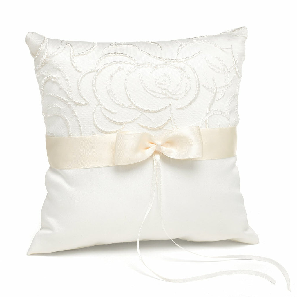 Ivory Satin & Swirls Pillow - Wedding Collectibles