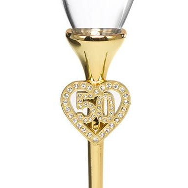 Jeweled 50th Anniversary Flutes - Wedding Collectibles