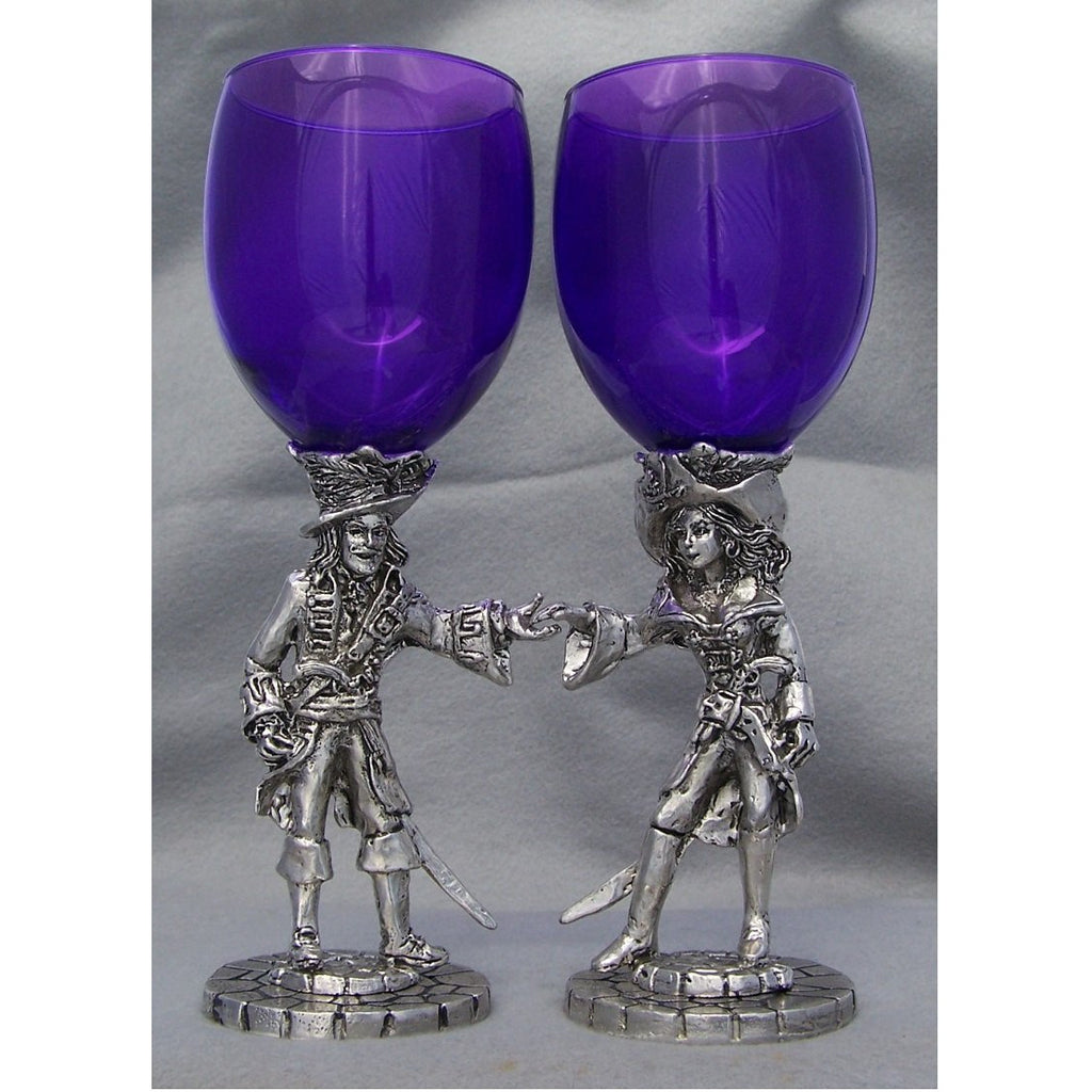 Pirate Heart Pair Wedding Toasting Glasses Set (2 Glasses) - Wedding Collectibles