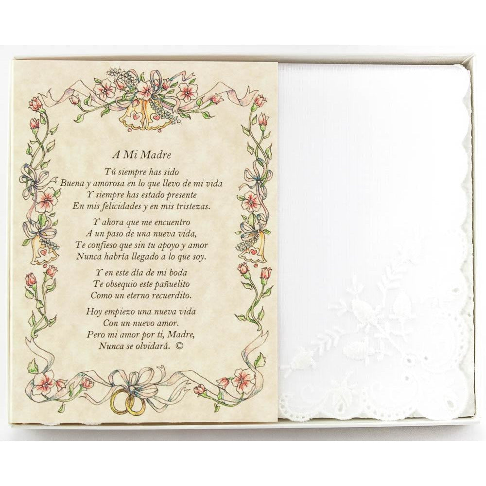 Personalized La Madre de la Novia Wedding Handkerchief in Spanish - Wedding Collectibles
