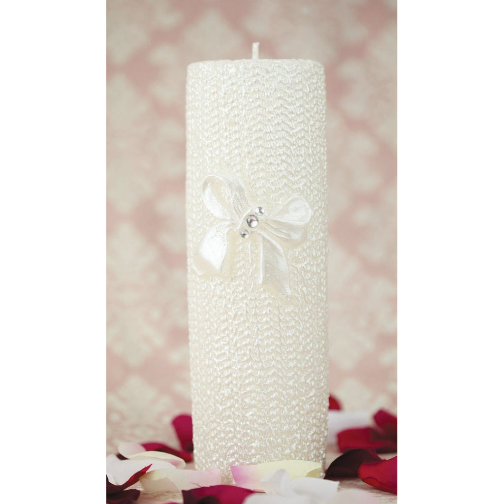 Lace and Bow Wedding Unity Candle - Wedding Collectibles