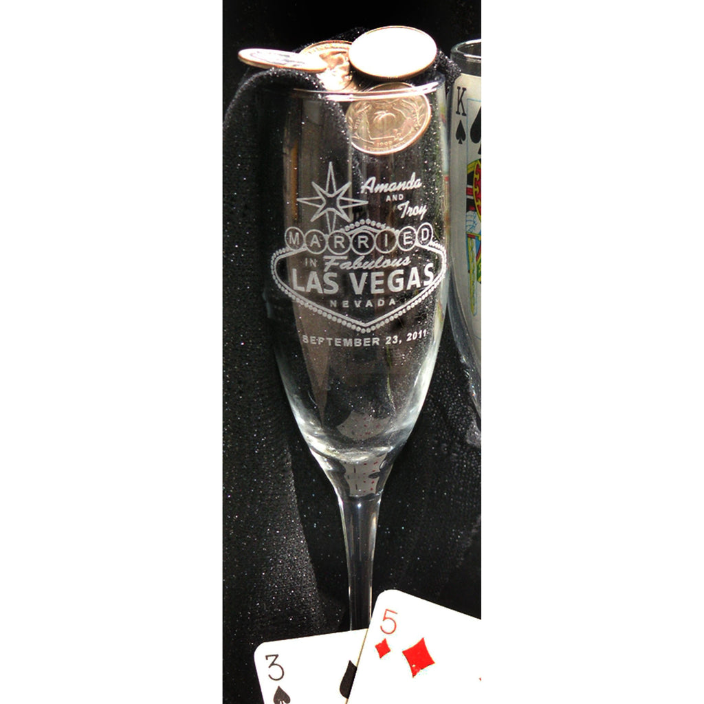 Las Vegas Toasting Wedding Champagne Glass Flutes (Pair) - Wedding Collectibles