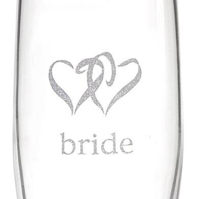 Linked Heart Bride & Groom Flutes - Wedding Collectibles