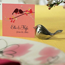 Love Bird Card Holders with Brushed Silver Finish - Wedding Collectibles