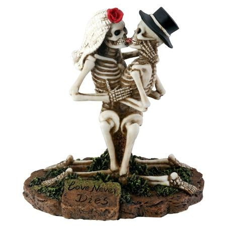 Love Never Dies Skulls Making Out Wedding Cake Topper - Wedding Collectibles
