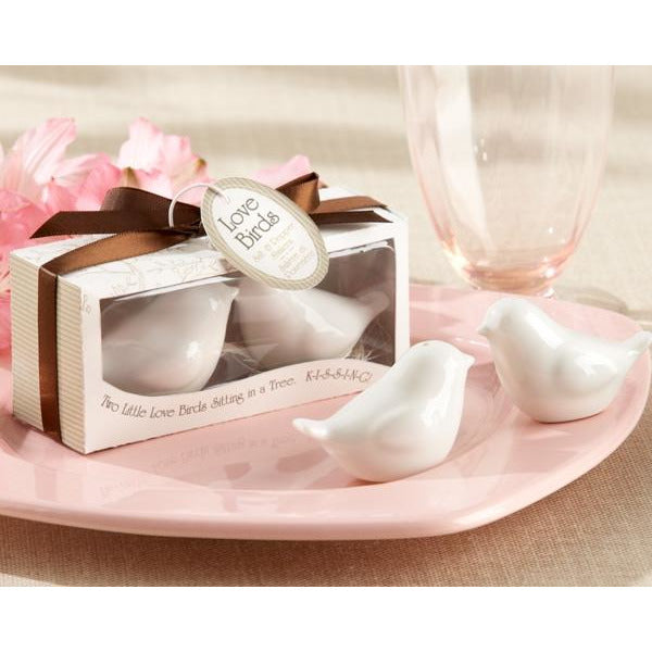 “Lovebirds in the Window” Ceramic Salt & Pepper Shakers - Wedding Collectibles