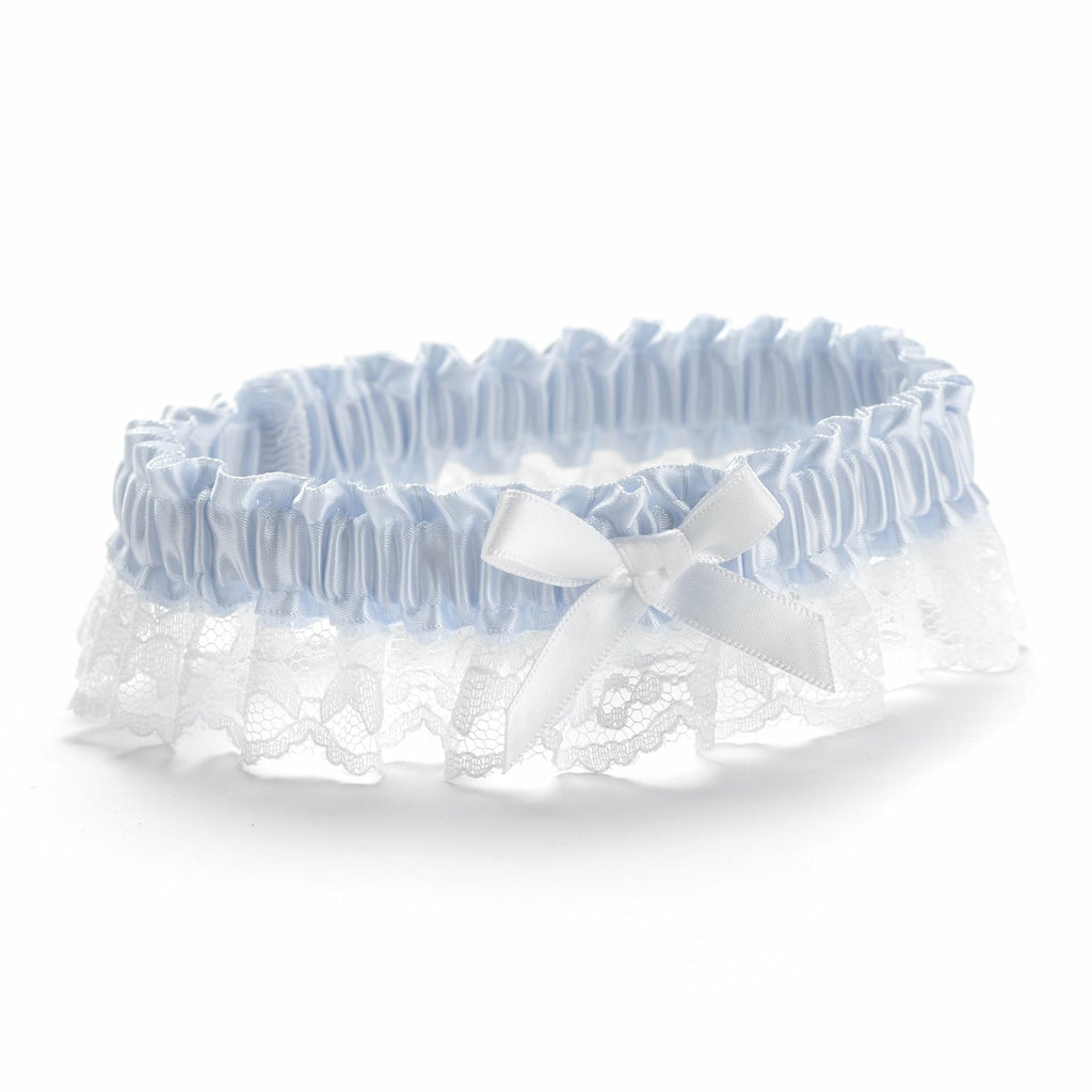 Light Blue Ribbon & Lace Garter - Wedding Collectibles
