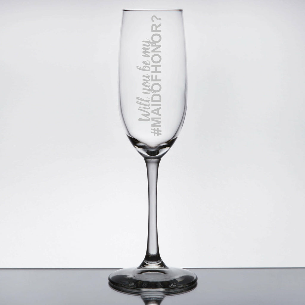 Maid of Honor Toasting Glass - Will You Be My Maid of Honor Champagne Flute - (ONE) Engraved Toasting Flute - Will You Be My #Maid of Honor - Maid of Honor Proposal - Bridal Party Gift - Wedding Collectibles