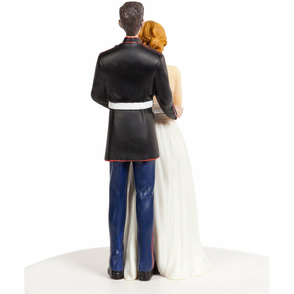 Marine Wedding Cake Topper - Caucasian Bride and Groom - Wedding Collectibles