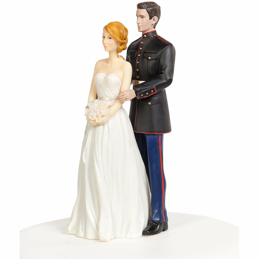 Marine Wedding Cake Topper - Caucasian Bride and Groom - Wedding Collectibles