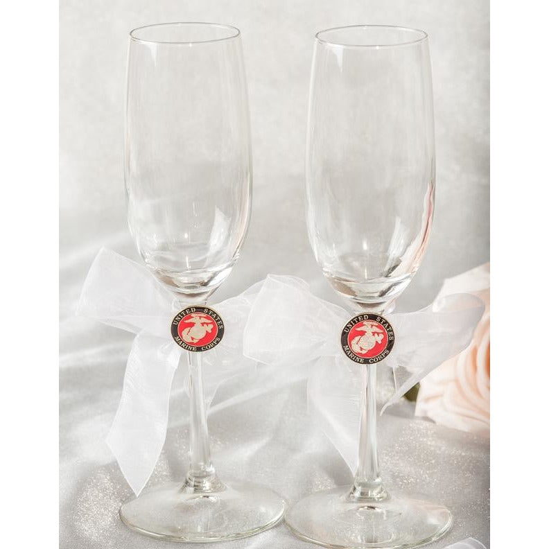 Military- Air Force - Navy - Army - Marines Wedding Toasting Glasses - Wedding Collectibles