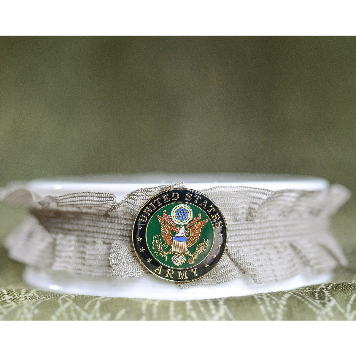 Army Military Porcelain Cake Topper Base - Wedding Collectibles
