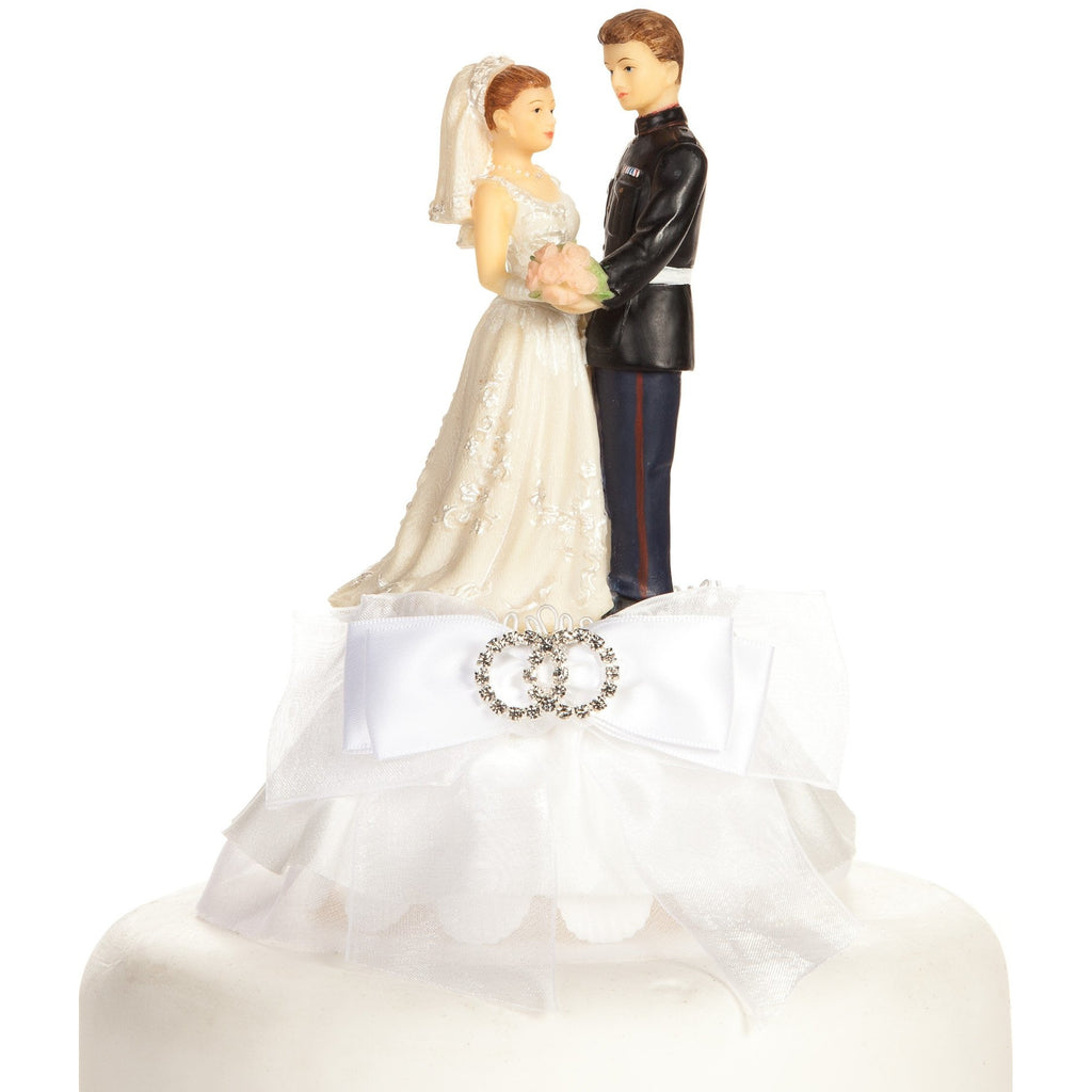 Military Marine Rhinestone Cake Topper - Wedding Collectibles