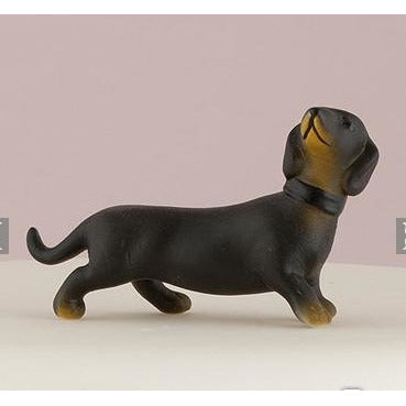 Miniature Black and Tan Dachshund Dog Figurines - Wedding Collectibles