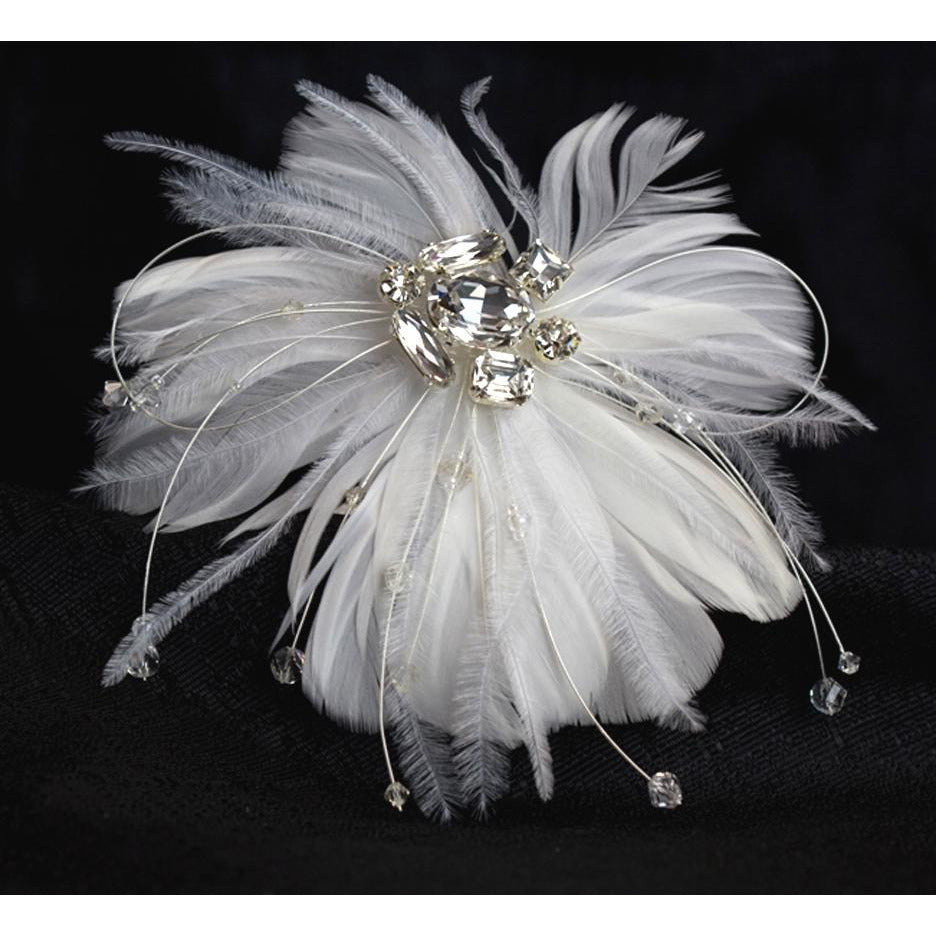 Modern Chic Feather and Crystal Comb - Wedding Collectibles