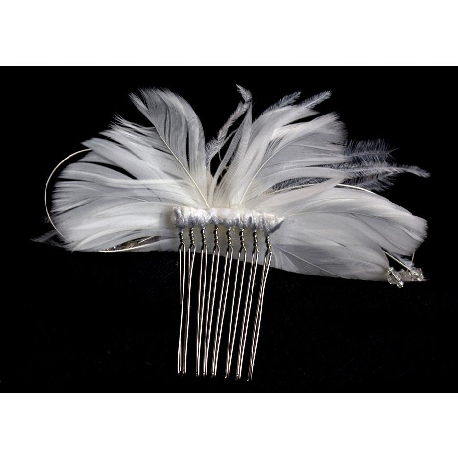 Modern Chic Feather and Crystal Comb - Wedding Collectibles