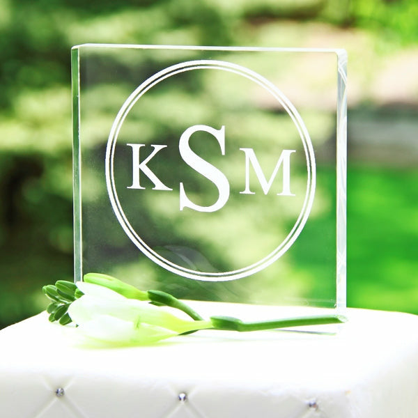 Modern Monogram Square Acrylic Cake Topper - Wedding Collectibles