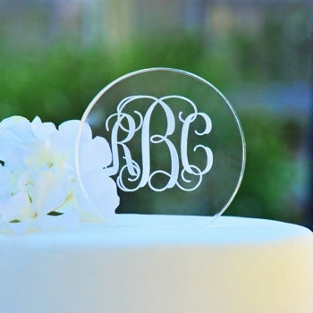 Monogram Acrylic Circle Cake Topper - Wedding Collectibles