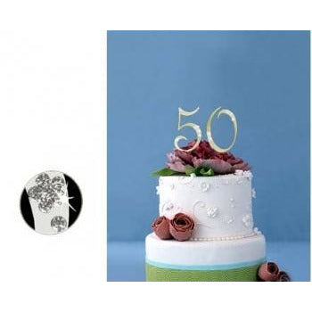 Monogram Gold Rhinestone 50th Anniversary Cake Topper with Swarovski Crystal - Wedding Collectibles