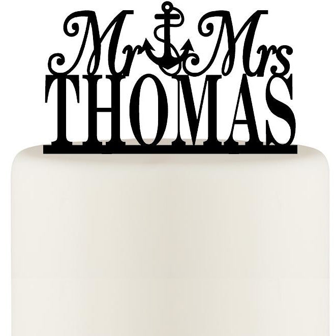 Mr and Mrs Anchor Wedding Cake Topper - Nautical Anchor Cake Topper - Wedding Collectibles