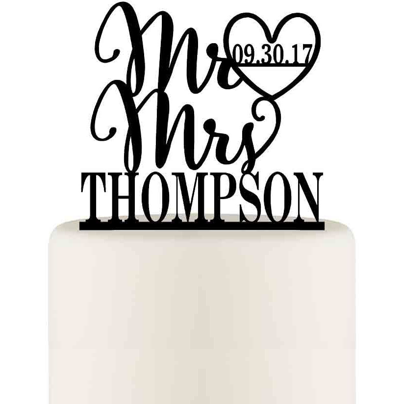 Mr and Mrs Wedding Cake Topper Stacked Design with YOUR Last Name - PERFECT for Long Last Names!! - Wedding Collectibles
