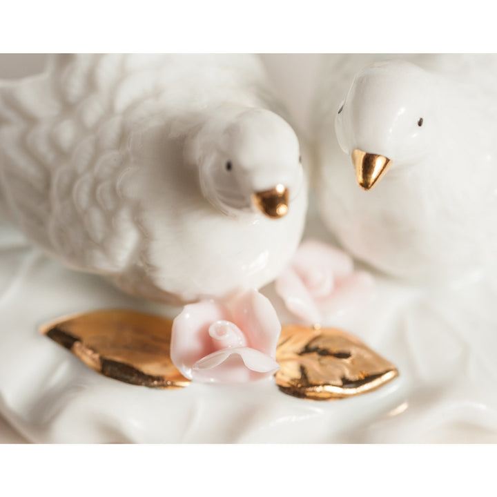 Nesting Turtle Dove Wedding Cake Topper Figurine