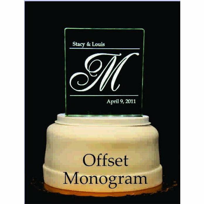 Offset Monogram Initial Light-Up Wedding Cake Topper - Wedding Collectibles