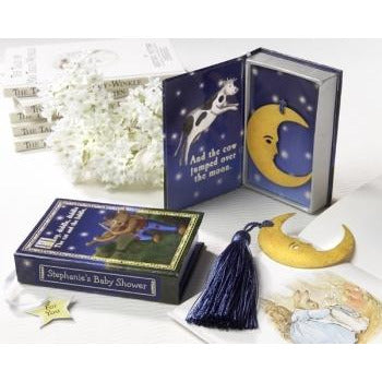 "Over the Moon" Vintage Moon Bookmark with Tassel in Nursery Rhyme Keepsake Book Box - Wedding Collectibles