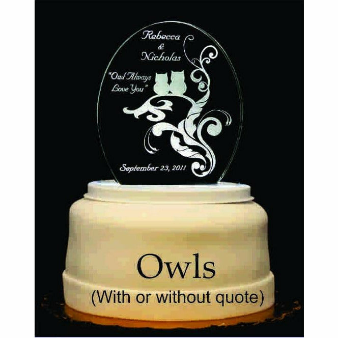 Owls Light-Up Wedding Cake Topper - Wedding Collectibles