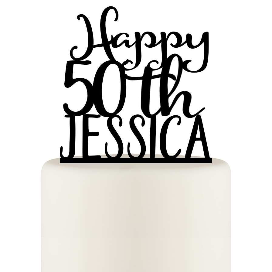 50th Birthday Cake Topper - Happy 50th Cake Topper Personalized with Name - Wedding Collectibles