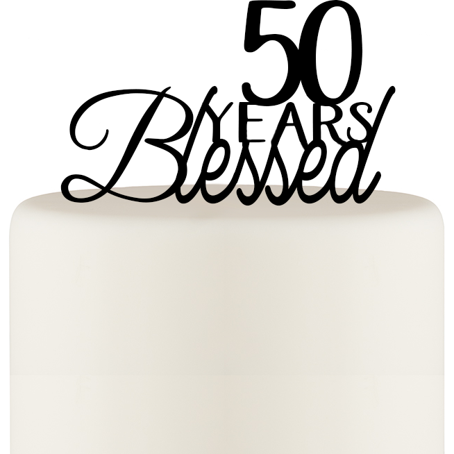 50 Years Blessed Cake Topper - Birthday Cake Topper or 50th Anniversary Cake Topper - Wedding Collectibles