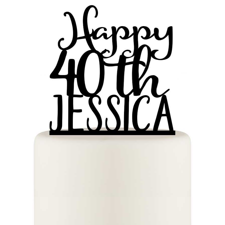 40th Birthday Cake Topper - Happy 40th Cake Topper Personalized with Name - Wedding Collectibles