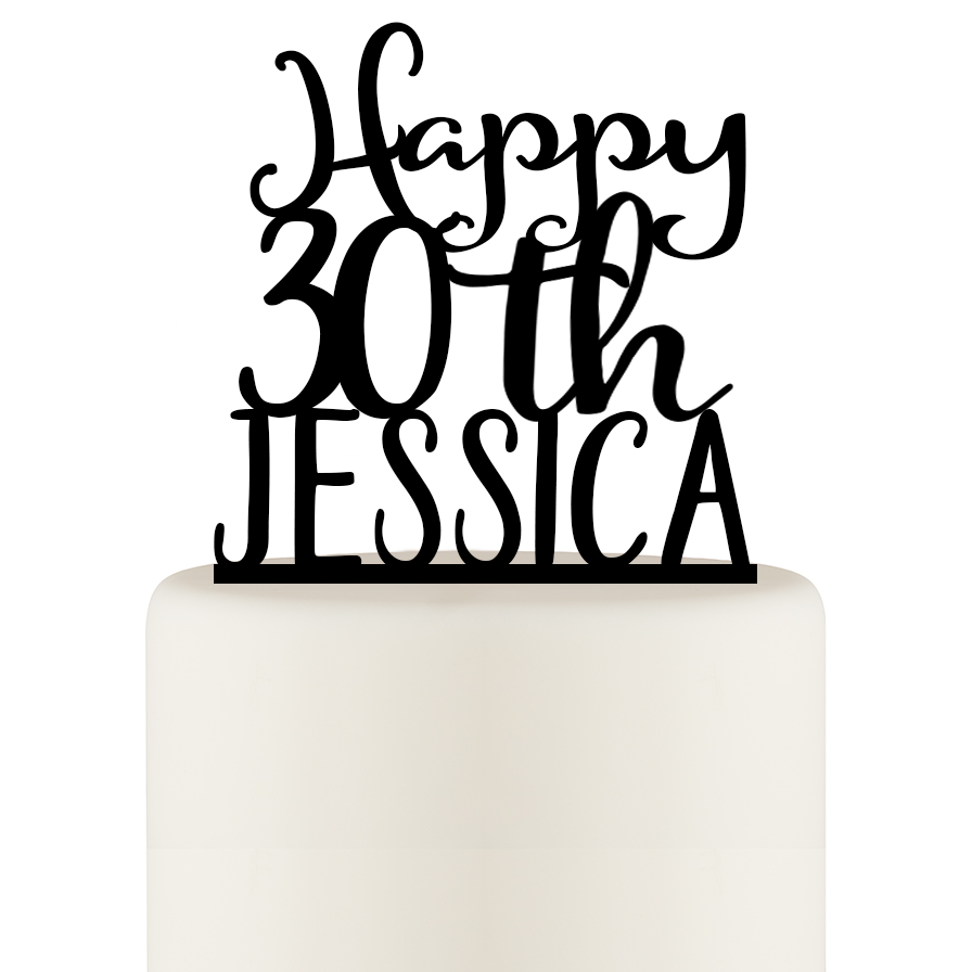 30th Birthday Cake Topper - Happy 30th Cake Topper Personalized with Name - Wedding Collectibles